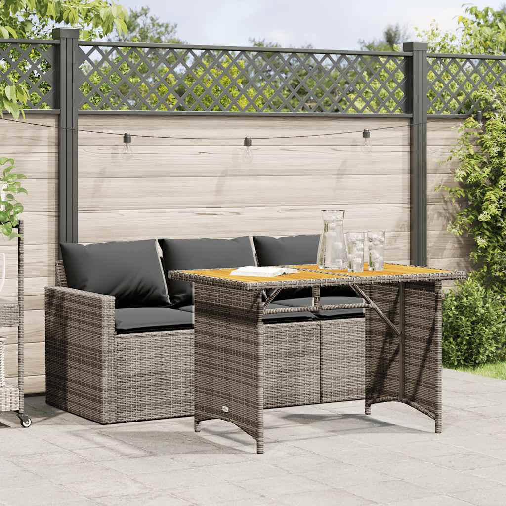 2-delige Tuinset met kussens poly rattan grijs – afbeelding 1