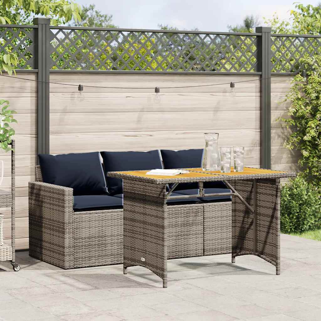 2-delige Tuinset met kussens poly rattan grijs – afbeelding 1