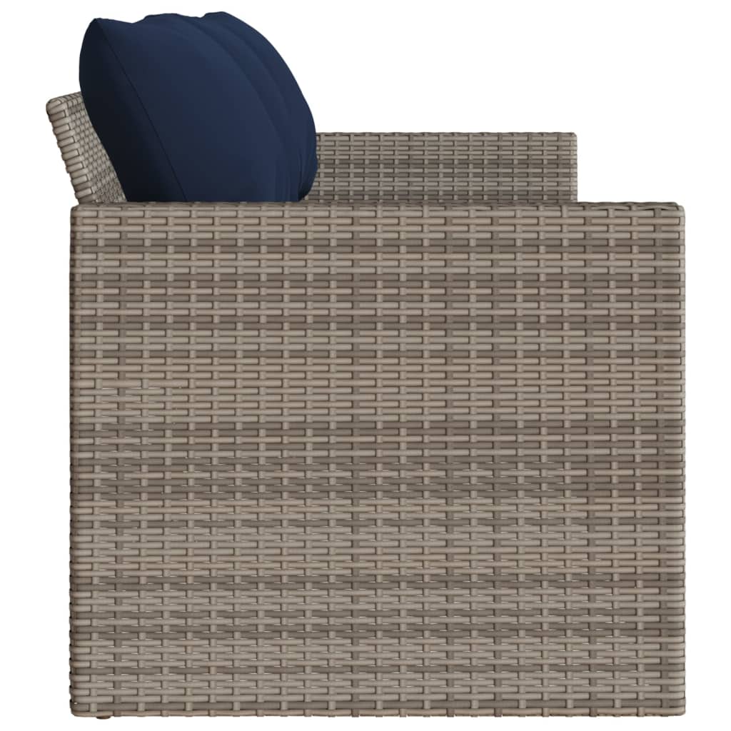 Tuinbank 3-zits met kussens poly rattan grijs – afbeelding 5