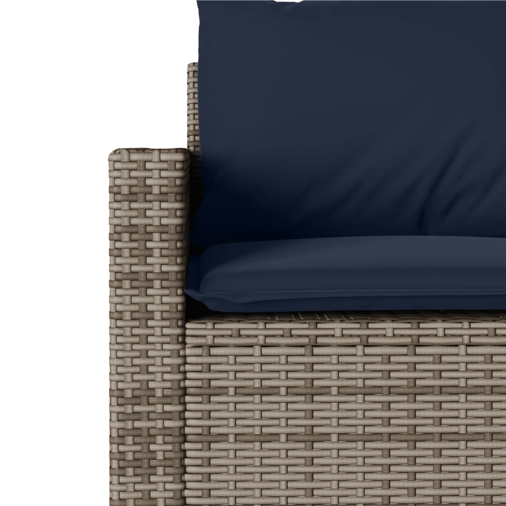 Tuinbank 3-zits met kussens poly rattan grijs – afbeelding 7