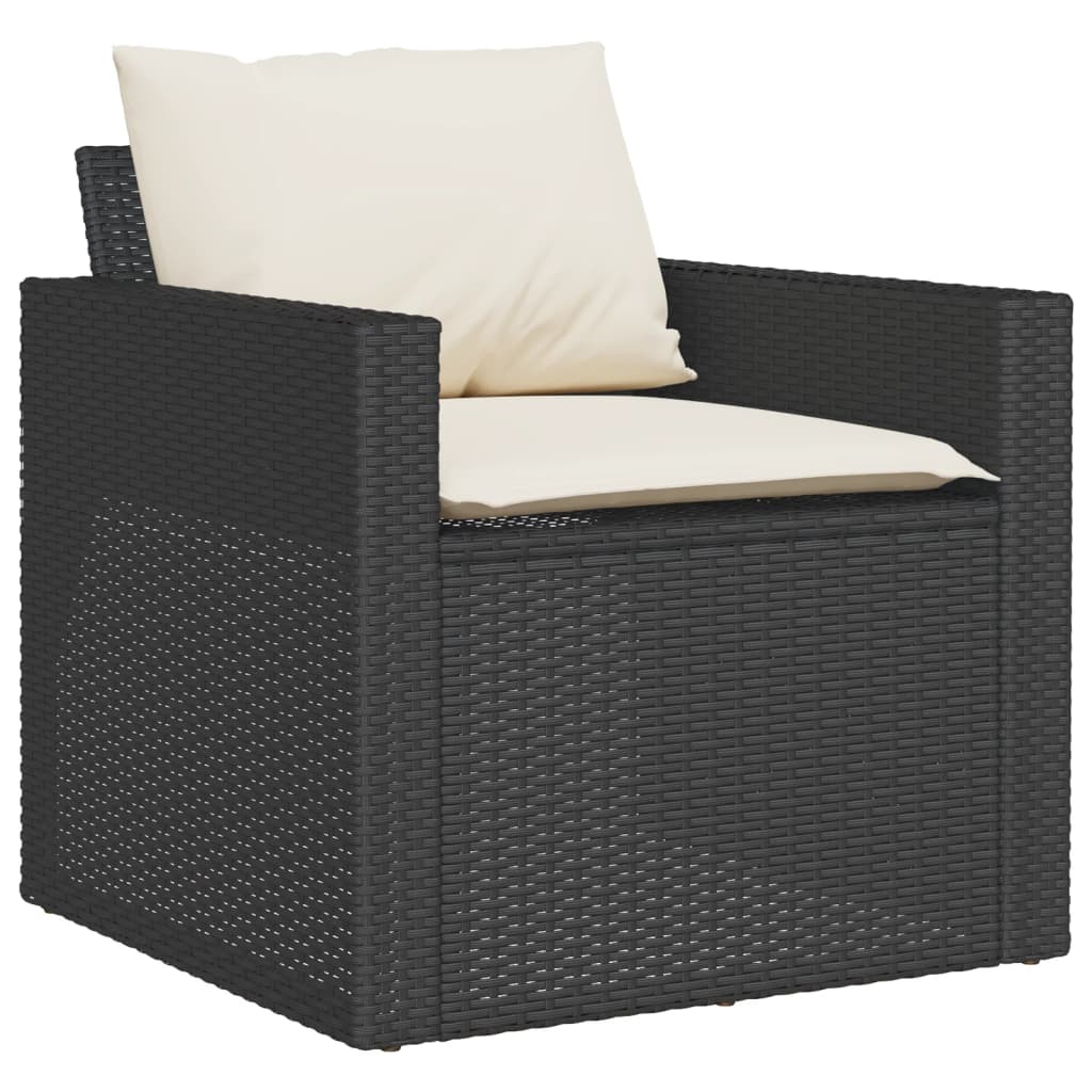 4-delige Loungeset met kussens poly rattan zwart – afbeelding 4