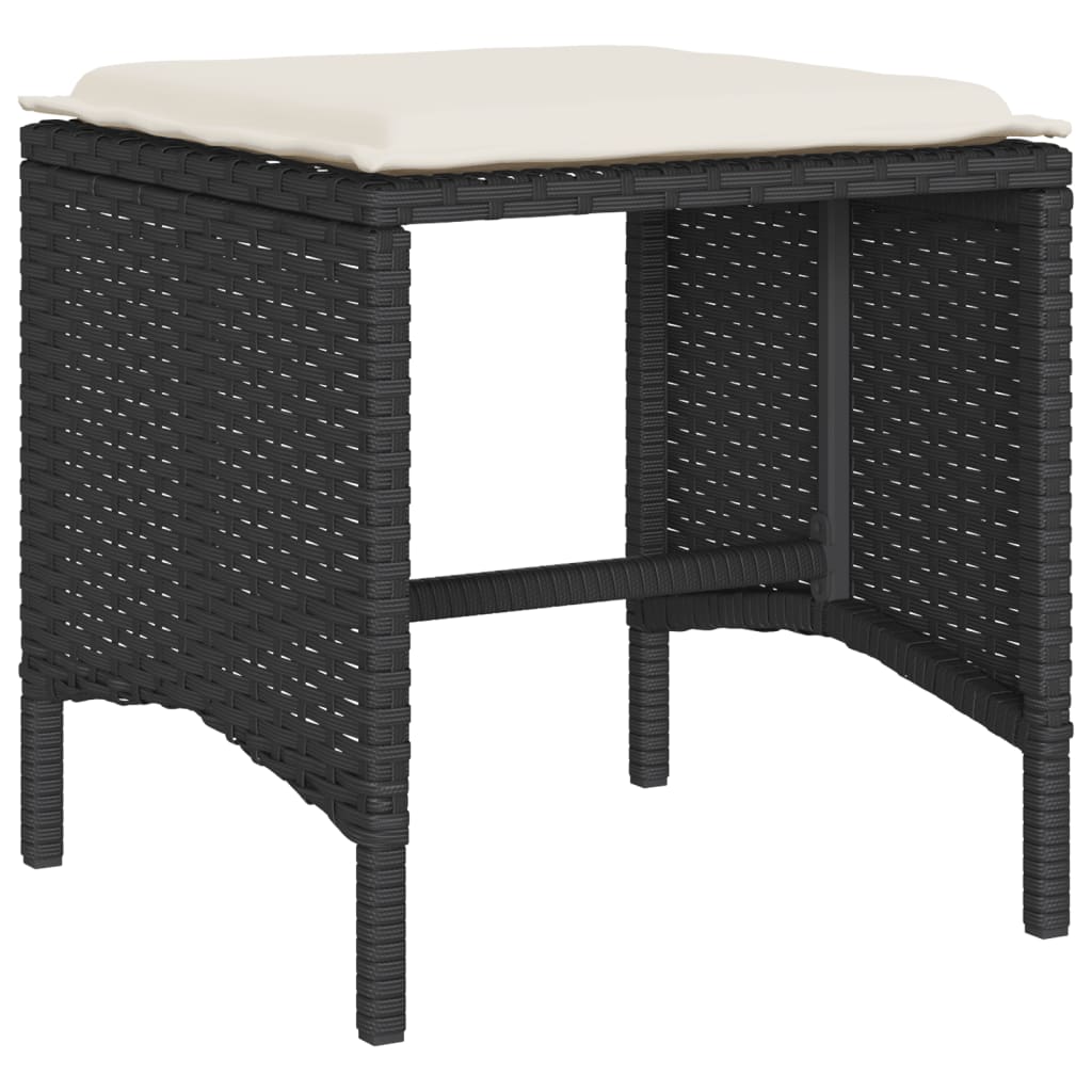 4-delige Loungeset met kussens poly rattan zwart – afbeelding 5