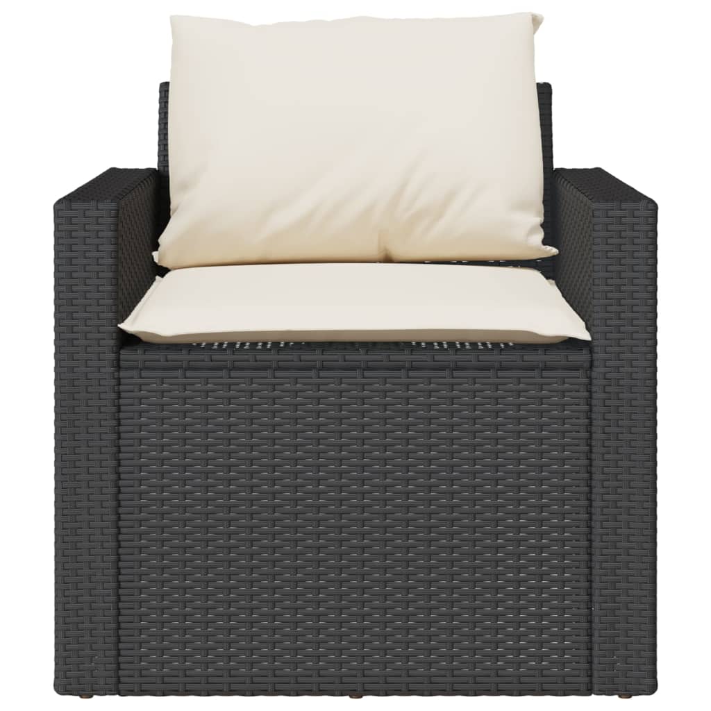 4-delige Loungeset met kussens poly rattan zwart – afbeelding 6