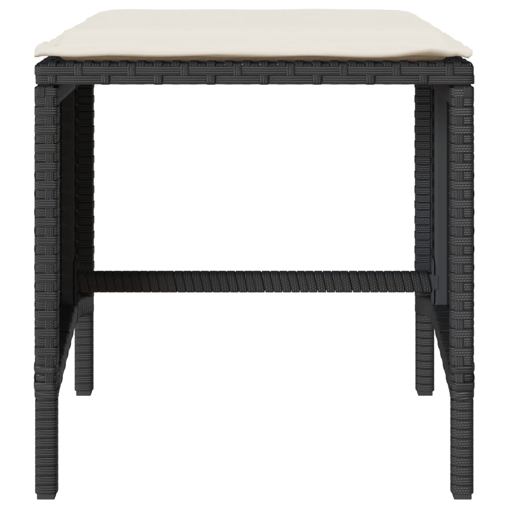 4-delige Loungeset met kussens poly rattan zwart – afbeelding 7