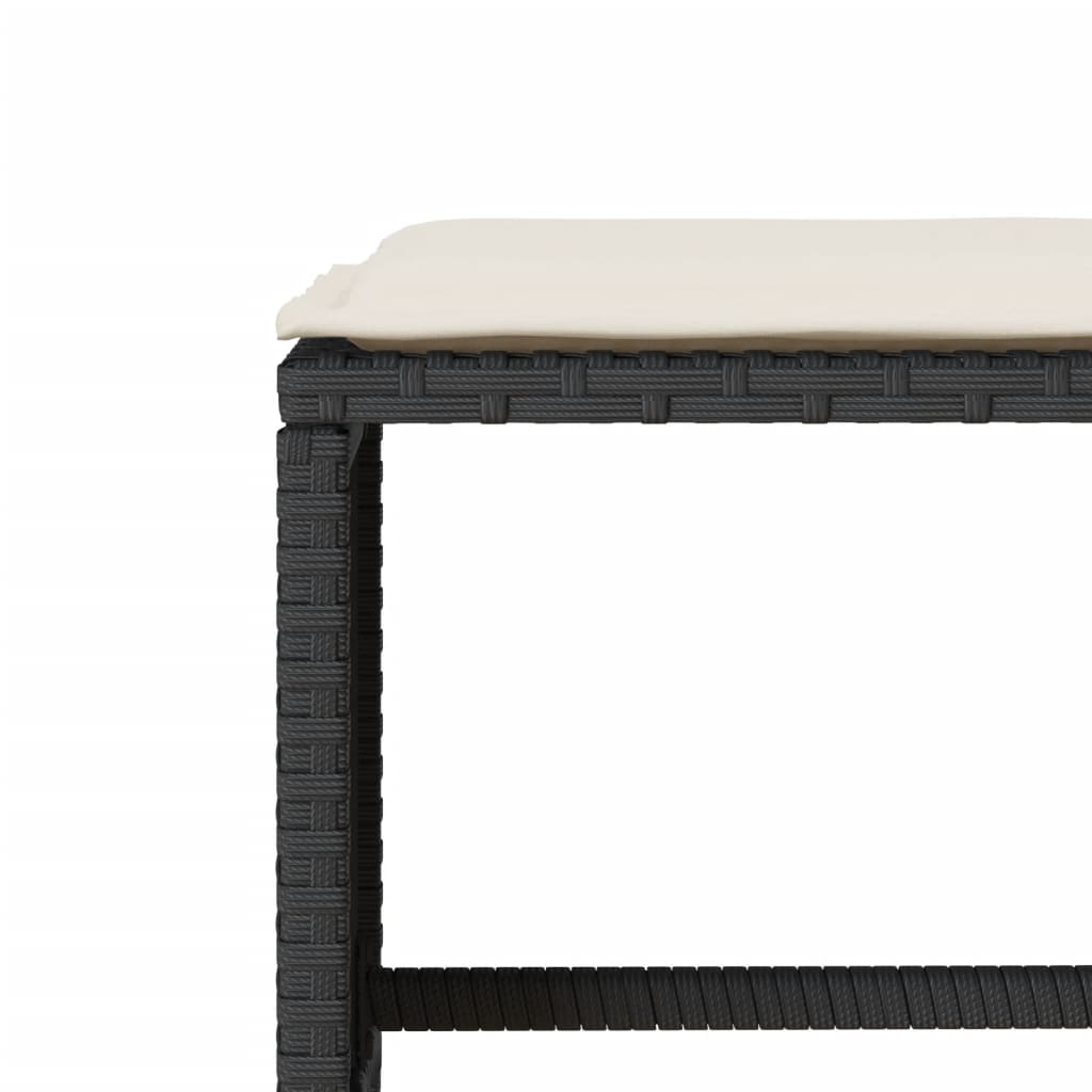 4-delige Loungeset met kussens poly rattan zwart – afbeelding 9