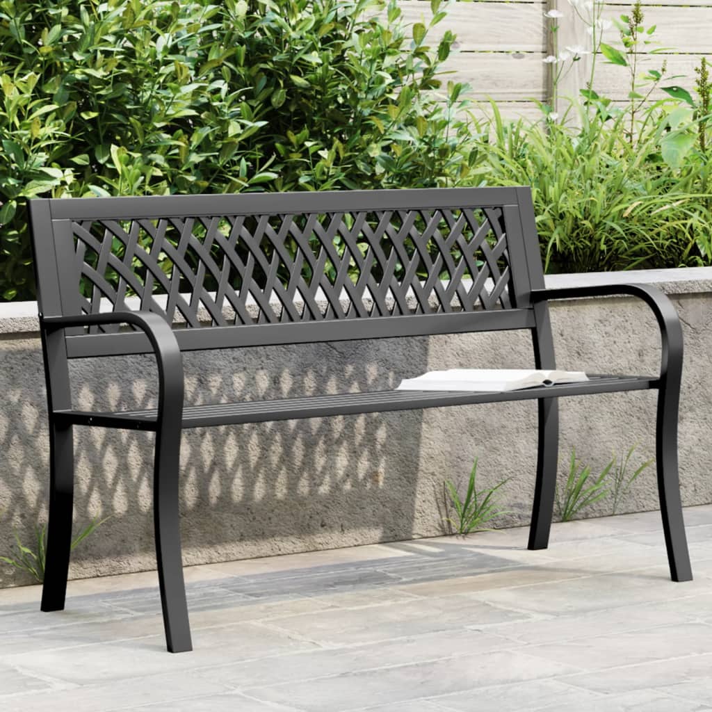 Tuinbank 120 cm staal zwart – afbeelding 1