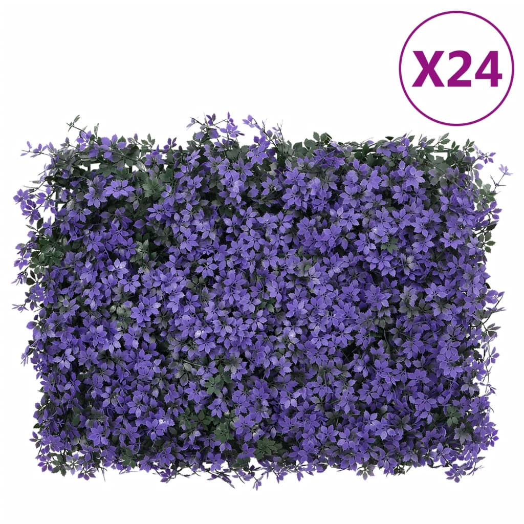 Hek met kunstbladeren 24 st 40x60 cm paars – afbeelding 1