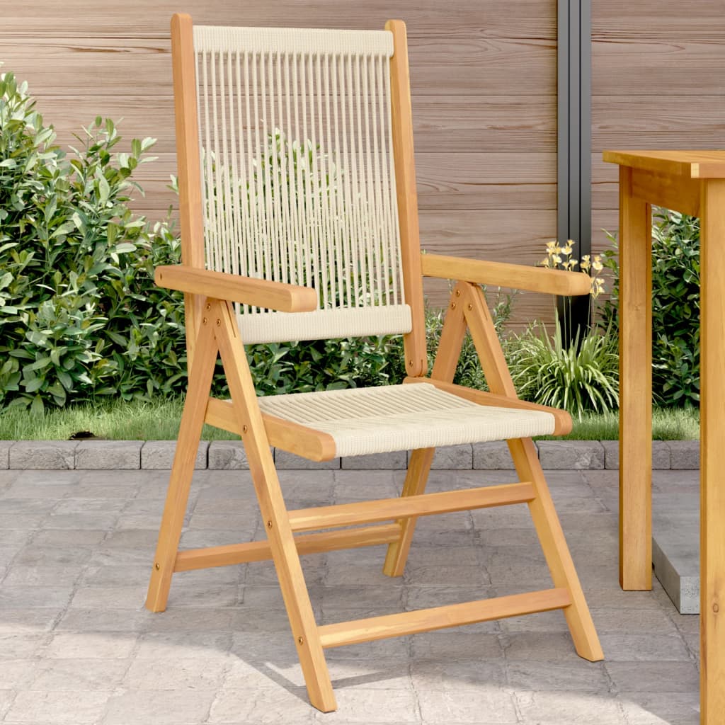 Tuinstoelen 2 st massief acaciahout en polypropeen beige – afbeelding 1