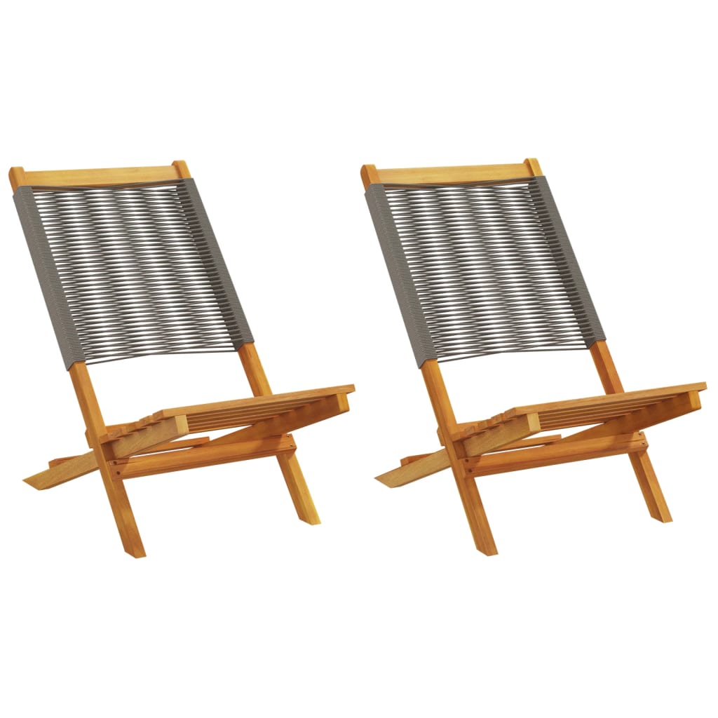Tuinstoelen 2 st massief acaciahout en polypropeen grijs – afbeelding 1