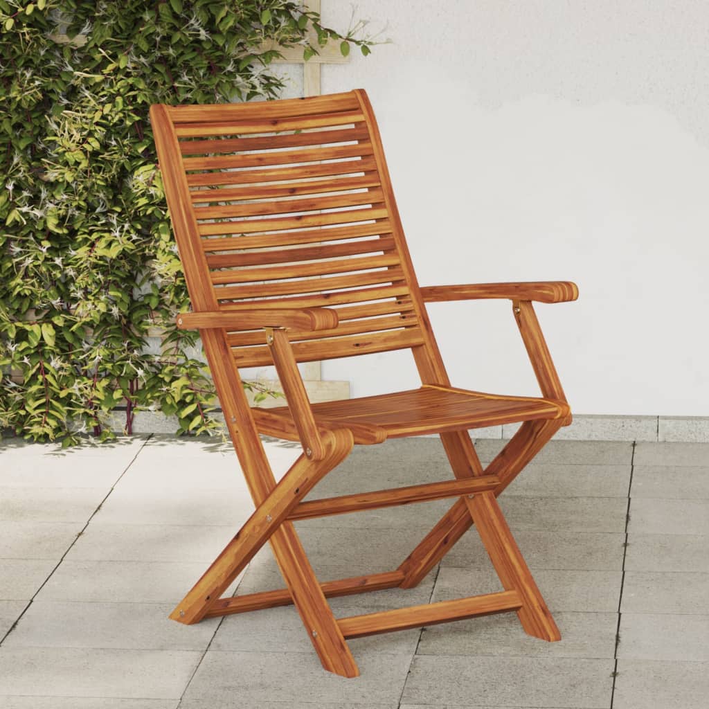 Tuinstoelen inklapbaar 2 st met armleuning massief acaciahout – afbeelding 1