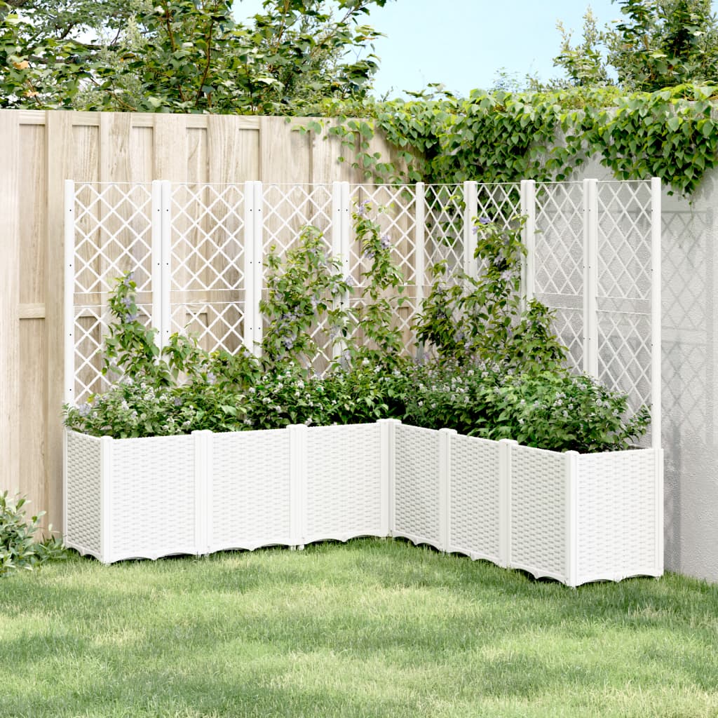 Plantenbak met latwerk 160x160x140 cm polypropeen wit – afbeelding 1