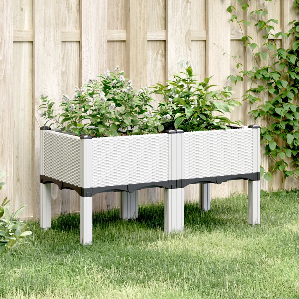 Plantenbak met poten 80x40x42 cm polypropeen wit – afbeelding 1