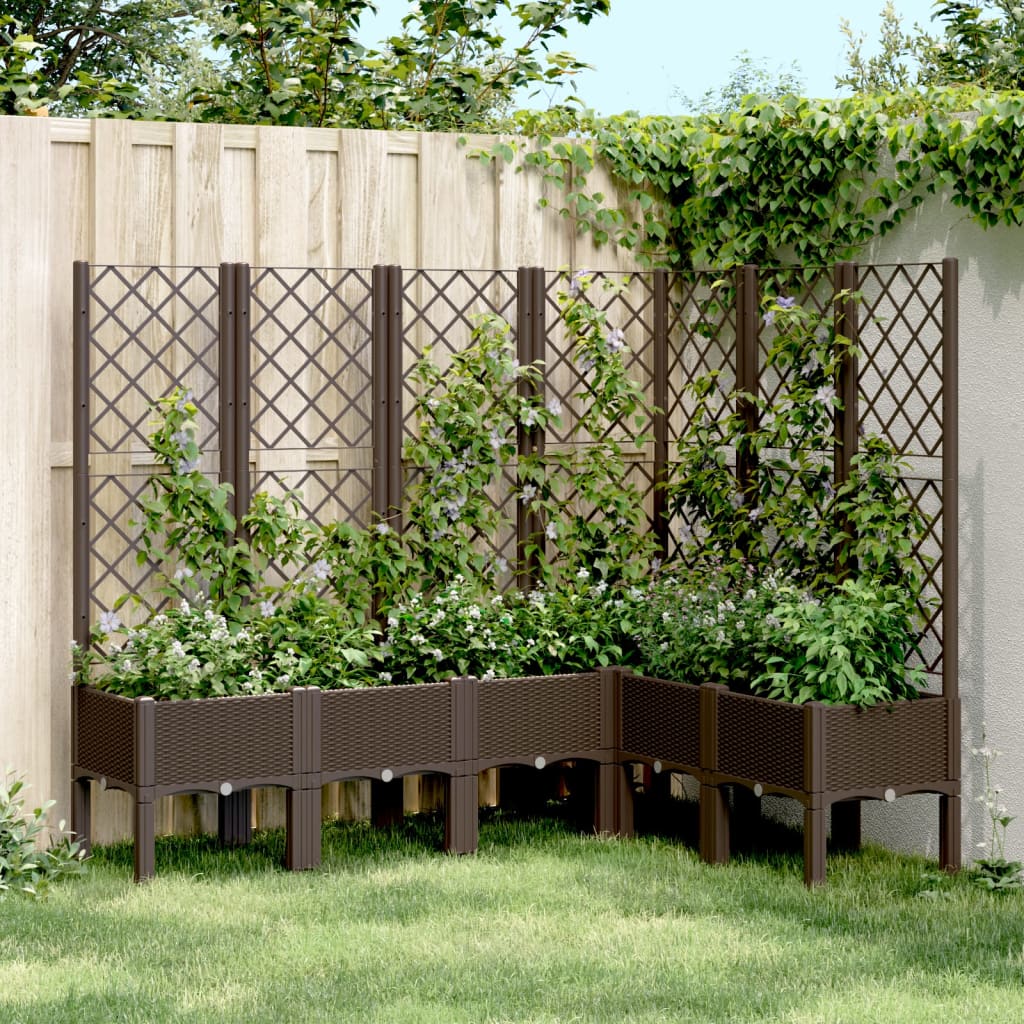 Plantenbak met latwerk 160x120x142 cm polypropeen bruin – afbeelding 1