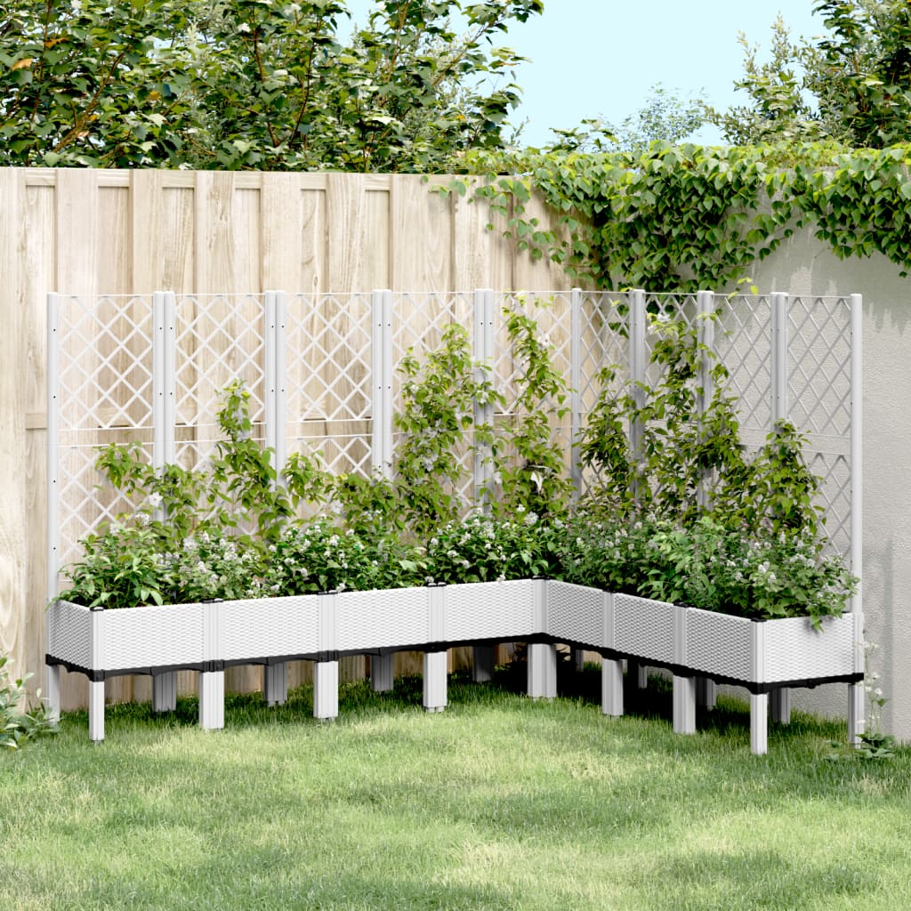 Plantenbak met latwerk 200x160x142 cm polypropeen wit – afbeelding 1