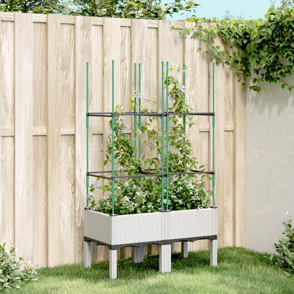 Plantenbak met latwerk 80x40x142,5 cm polypropeen wit – afbeelding 1