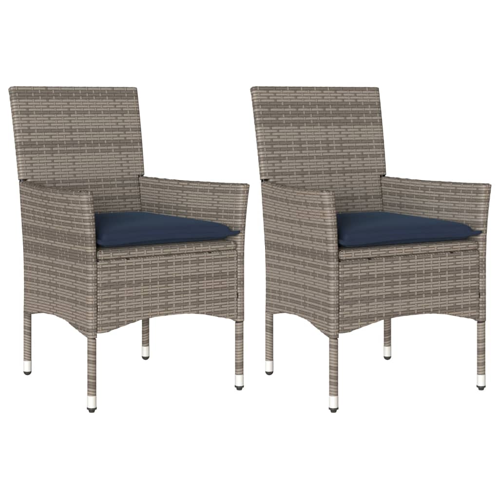 Tuinstoelen 2 st met kussens poly rattan grijs – afbeelding 2