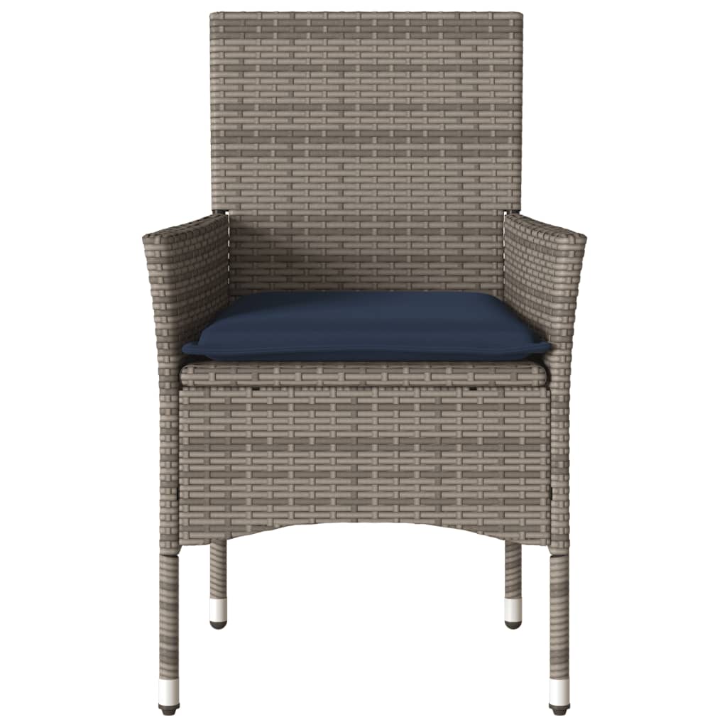 Tuinstoelen 2 st met kussens poly rattan grijs – afbeelding 5