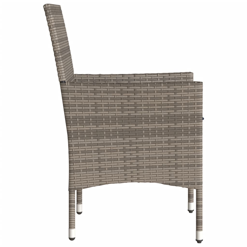 Tuinstoelen 2 st met kussens poly rattan grijs – afbeelding 6
