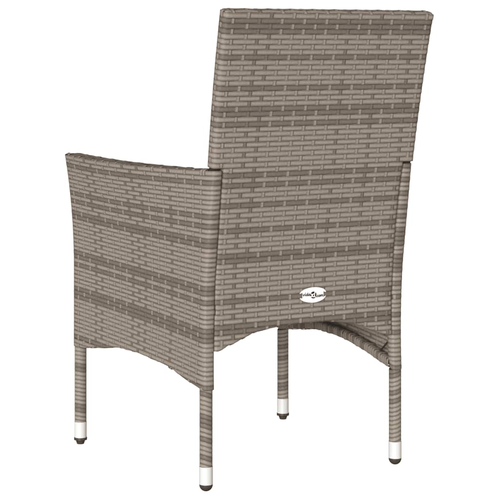 Tuinstoelen 2 st met kussens poly rattan grijs – afbeelding 7
