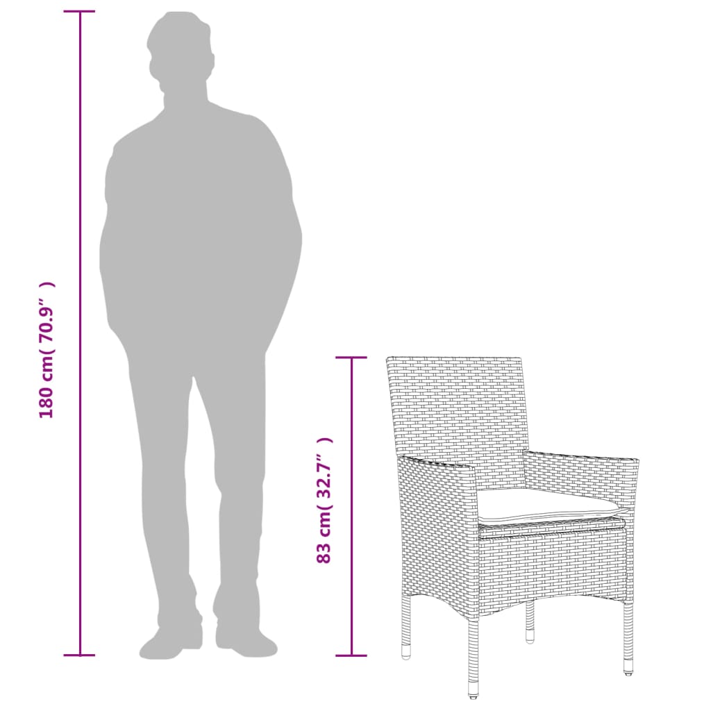 Tuinstoelen 2 st met kussens poly rattan grijs – afbeelding 9