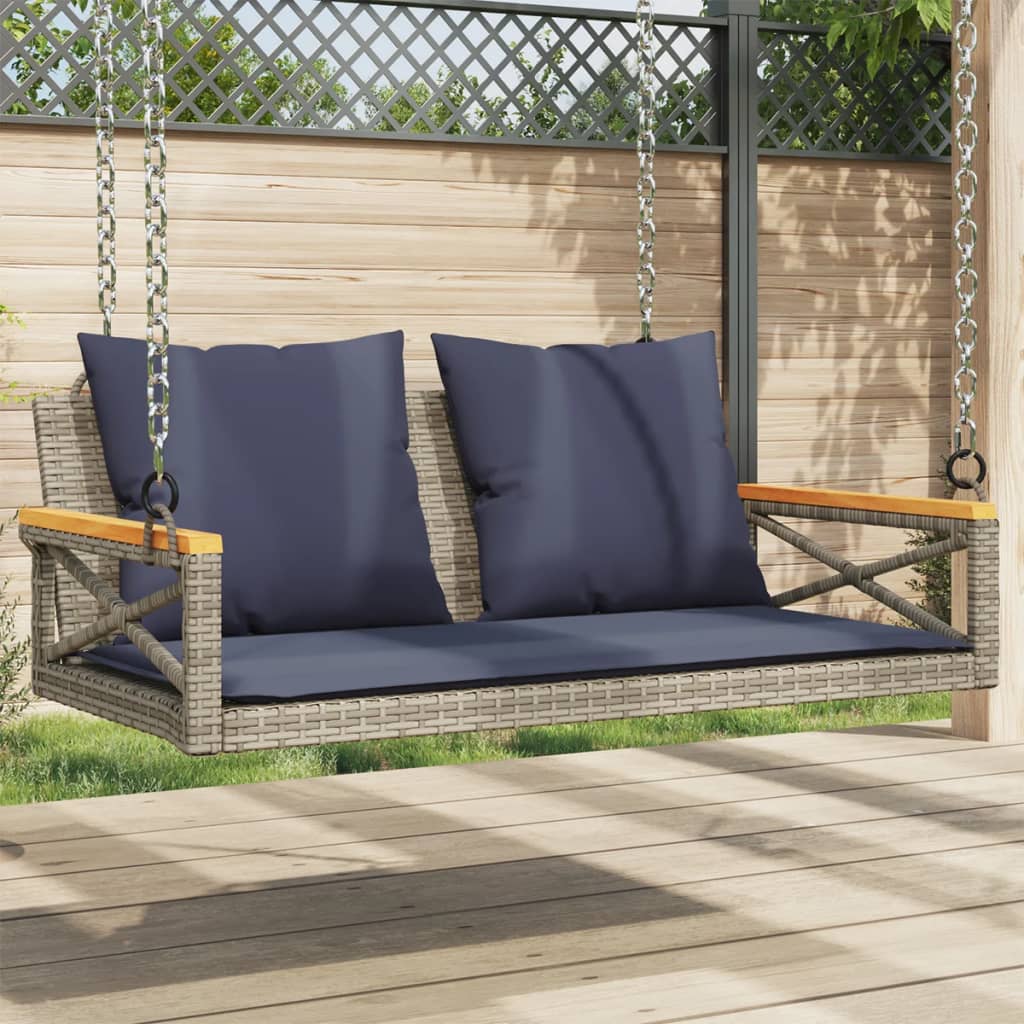 Schommelbank met kussens 109x62x40 cm poly rattan grijs – afbeelding 1