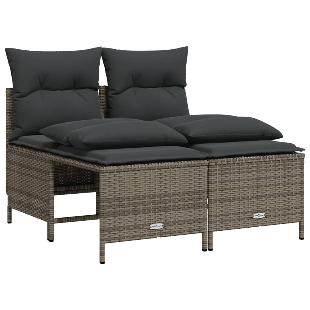 4-delige Loungeset met kussens poly rattan grijs – afbeelding 2