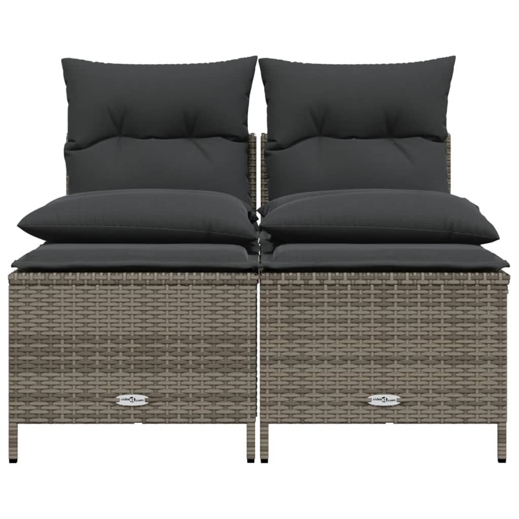 4-delige Loungeset met kussens poly rattan grijs – afbeelding 3