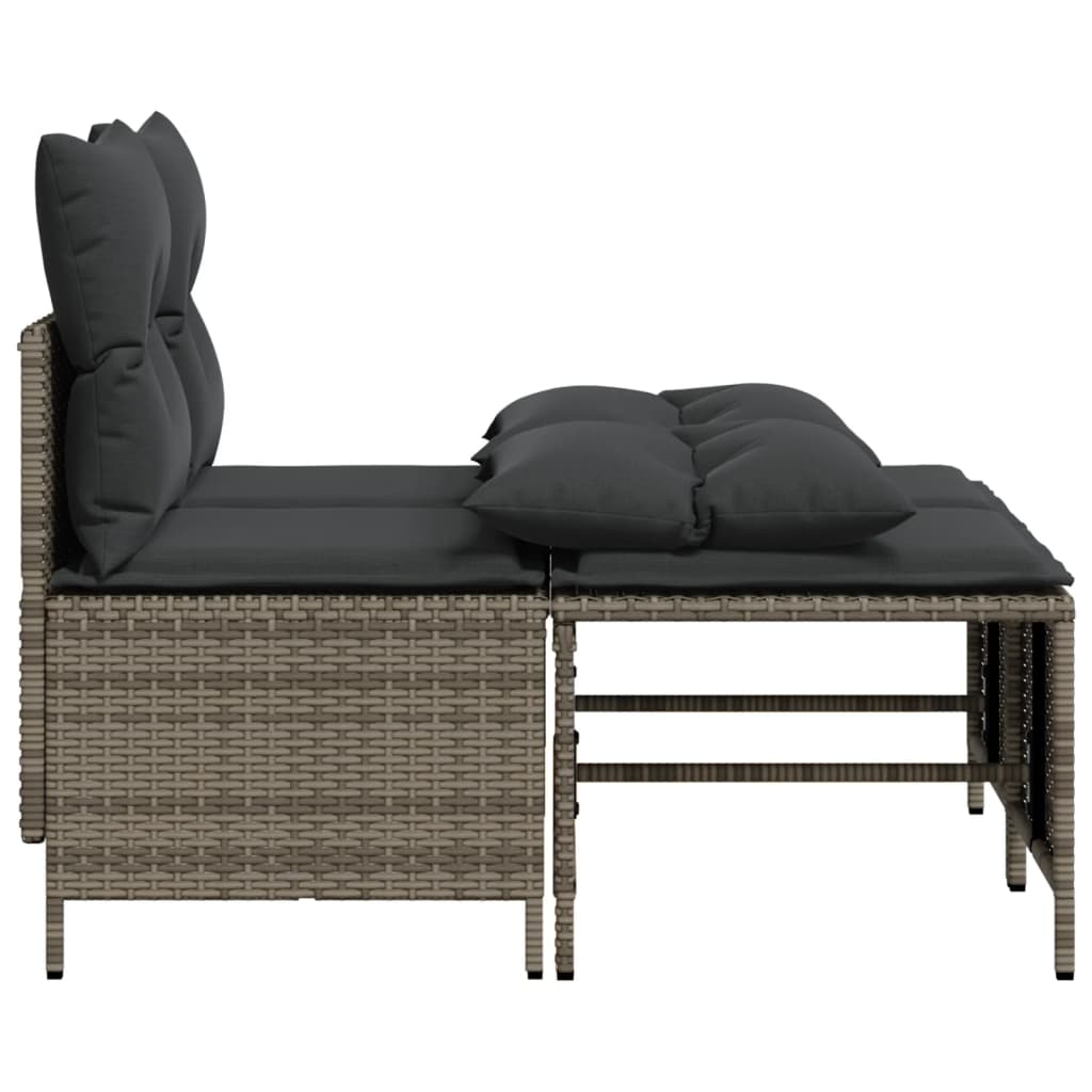 4-delige Loungeset met kussens poly rattan grijs – afbeelding 4