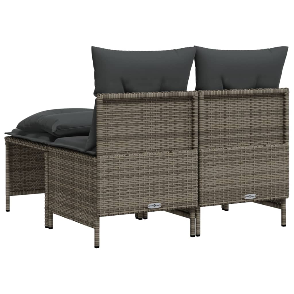 4-delige Loungeset met kussens poly rattan grijs – afbeelding 5