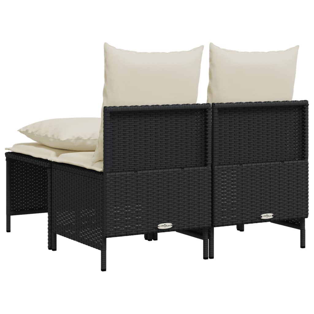 4-delige Loungeset met kussens poly rattan zwart – afbeelding 5