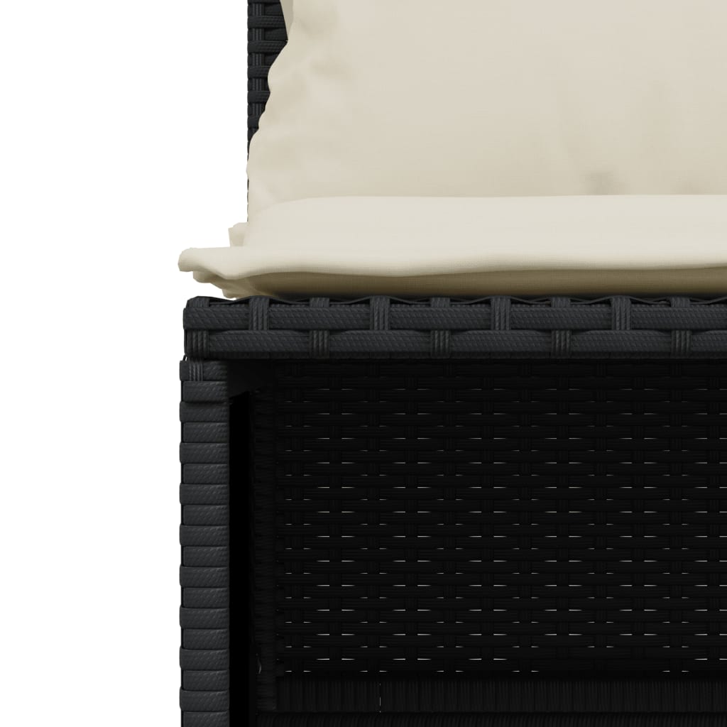 4-delige Loungeset met kussens poly rattan zwart – afbeelding 6
