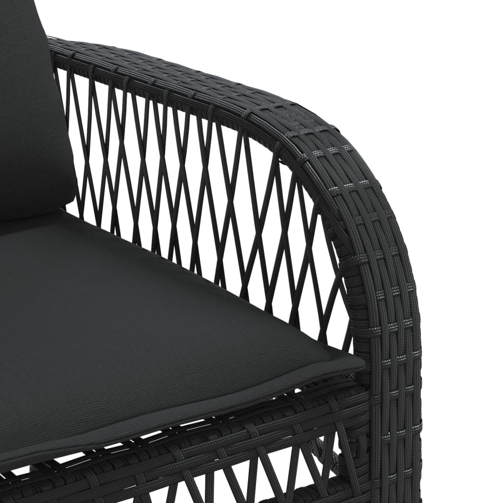 4-delige Loungeset met kussens poly rattan zwart – afbeelding 11