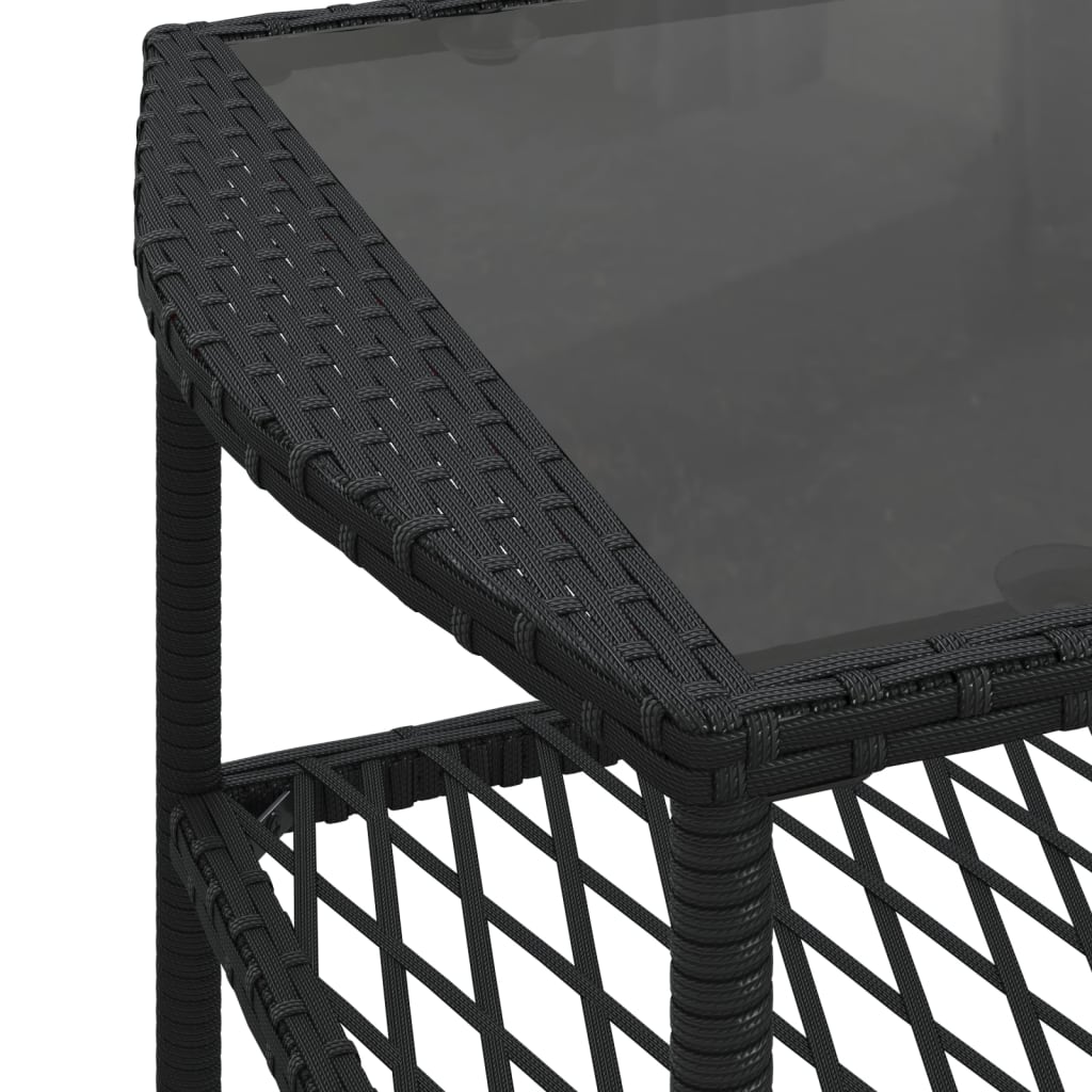 4-delige Loungeset met kussens poly rattan zwart – afbeelding 12