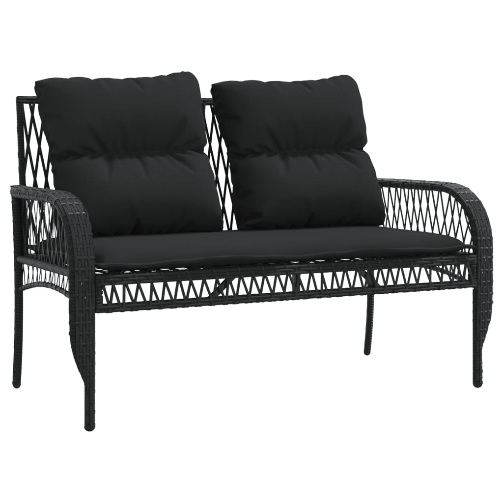 4-delige Loungeset met kussens poly rattan zwart – afbeelding 4