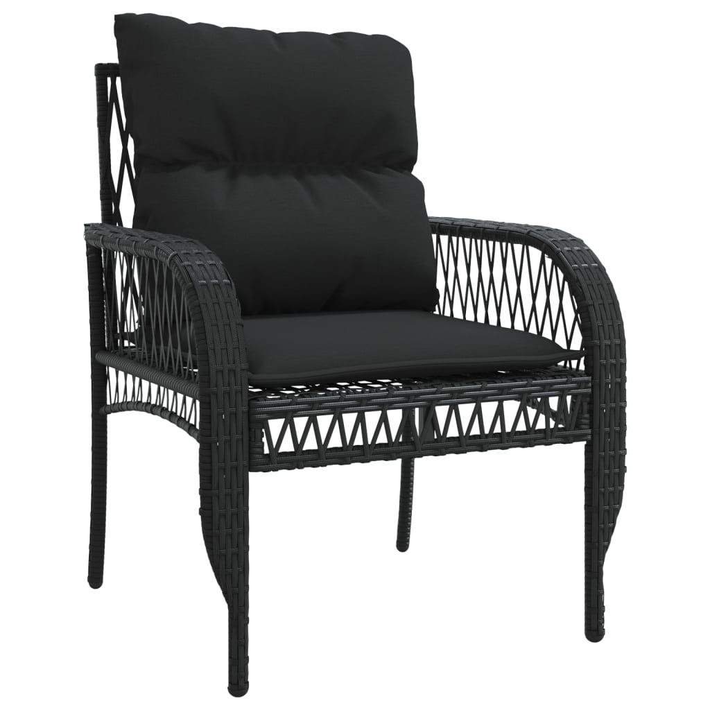 4-delige Loungeset met kussens poly rattan zwart – afbeelding 5