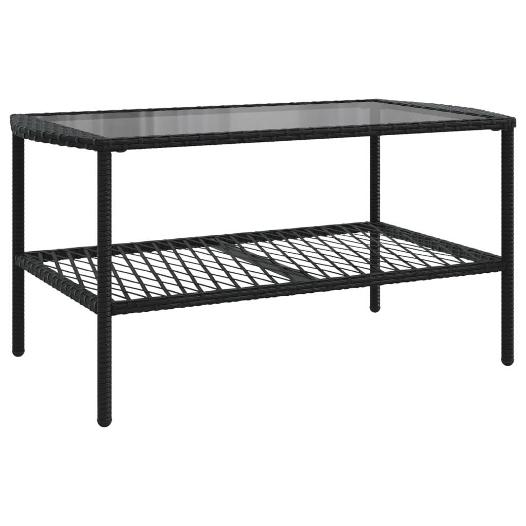 4-delige Loungeset met kussens poly rattan zwart – afbeelding 6