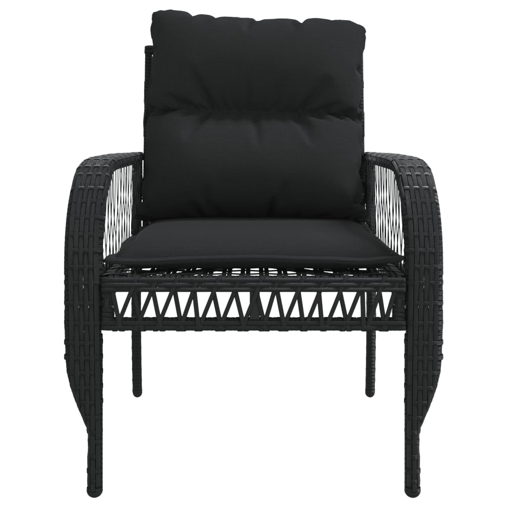 4-delige Loungeset met kussens poly rattan zwart – afbeelding 8