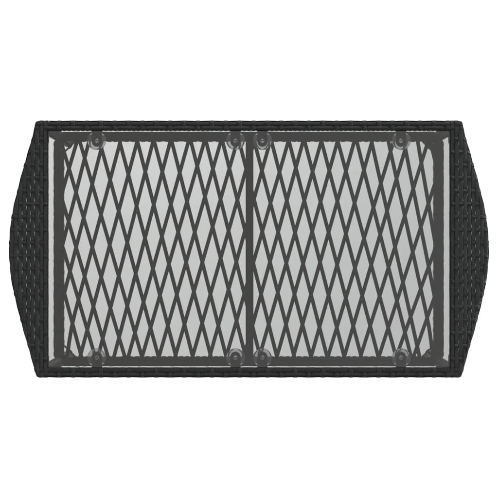 4-delige Loungeset met kussens poly rattan zwart – afbeelding 9
