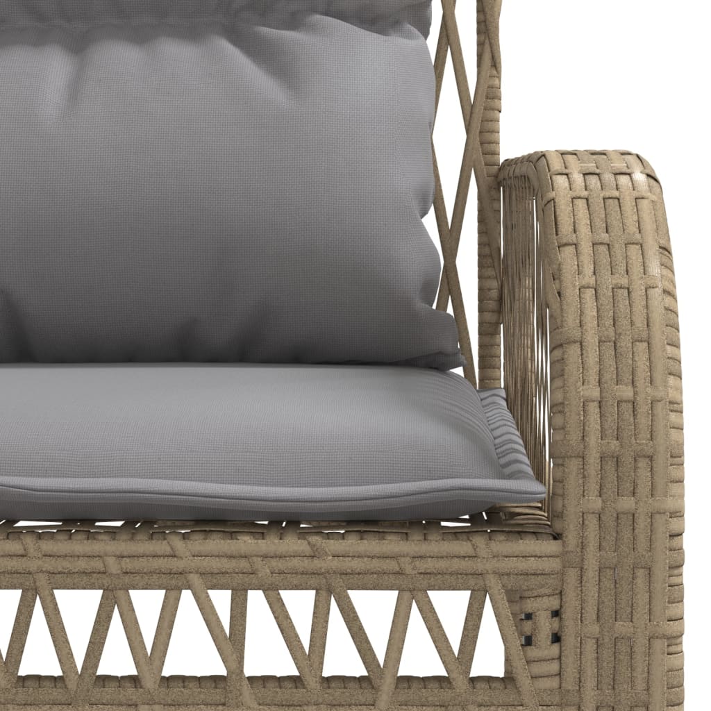 4-delige Loungeset met kussens poly rattan beige – afbeelding 10