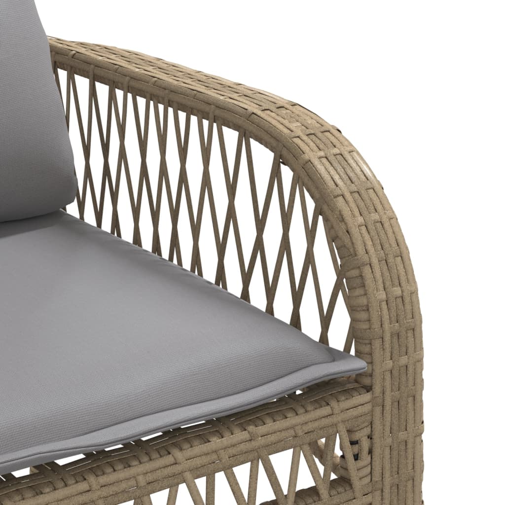 4-delige Loungeset met kussens poly rattan beige – afbeelding 11