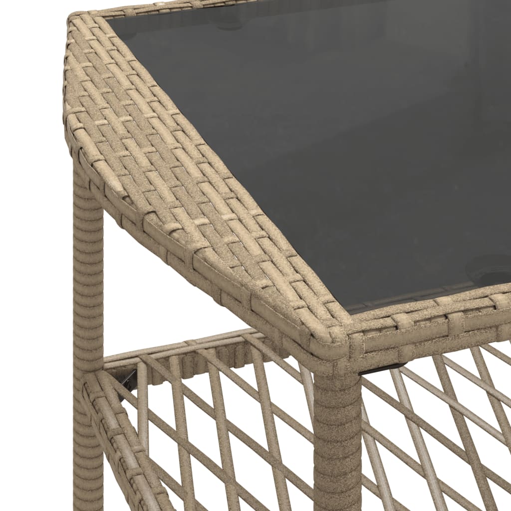 4-delige Loungeset met kussens poly rattan beige – afbeelding 12