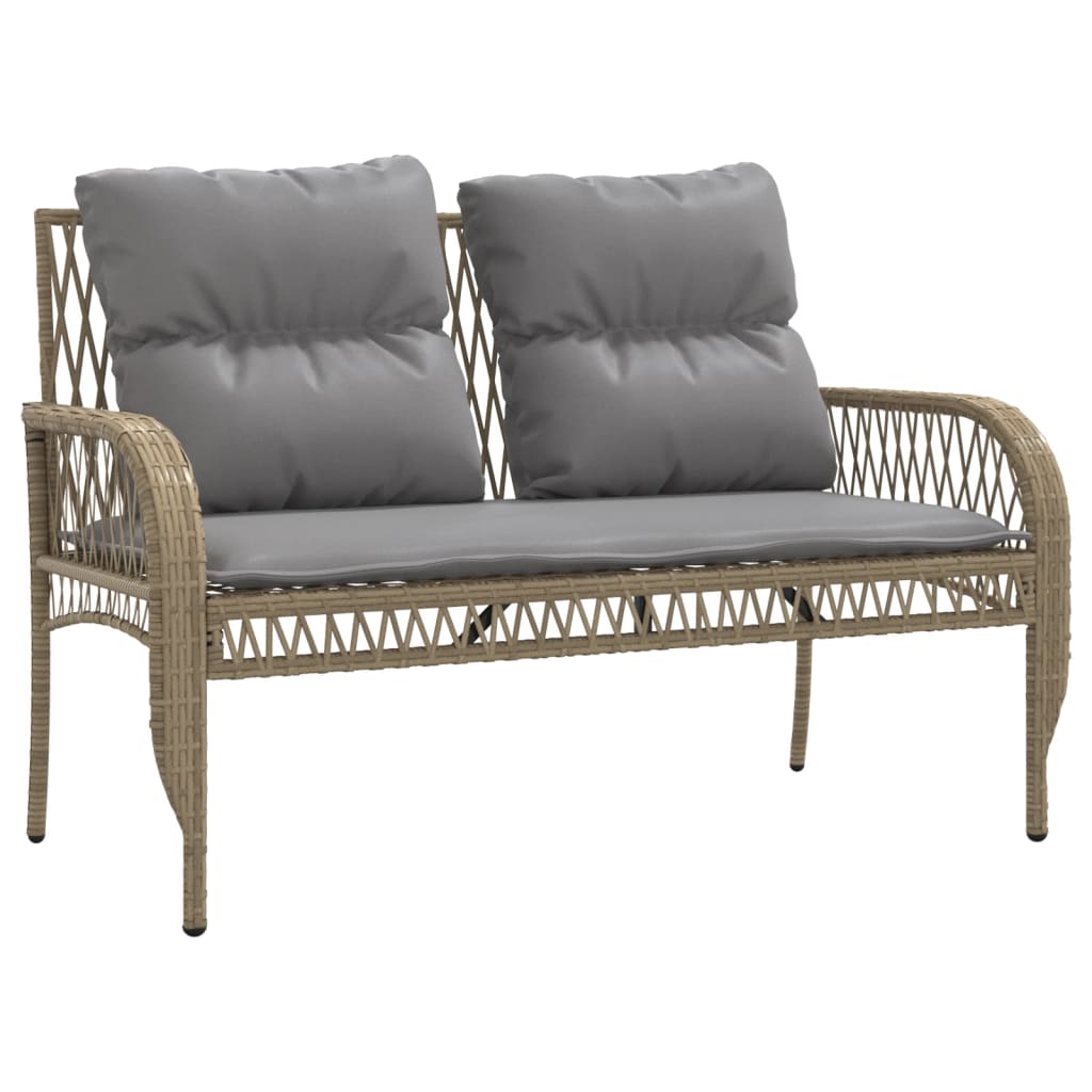 4-delige Loungeset met kussens poly rattan beige – afbeelding 4