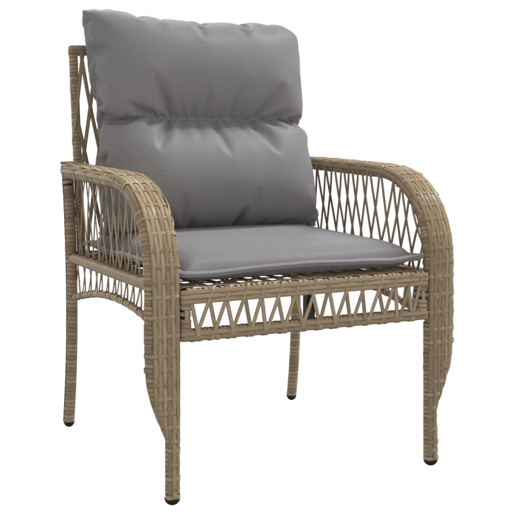 4-delige Loungeset met kussens poly rattan beige – afbeelding 5