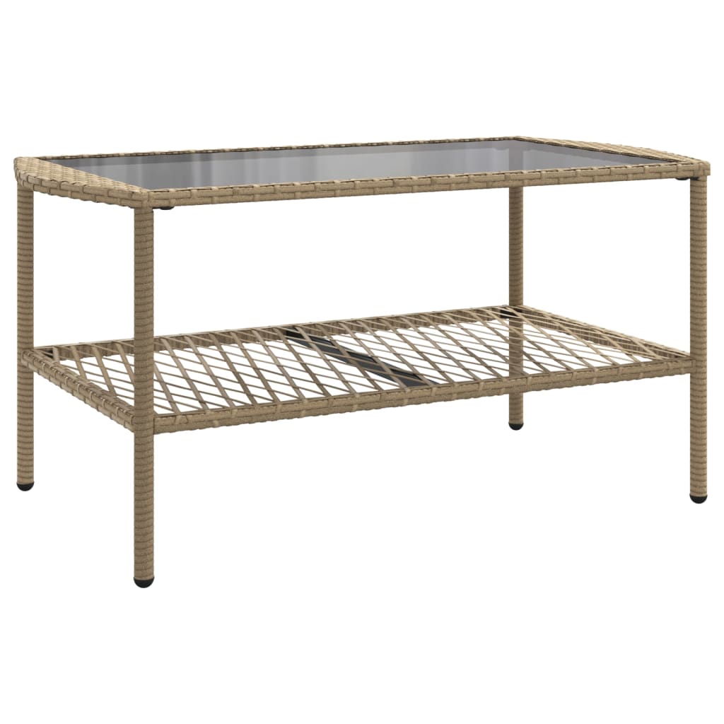 4-delige Loungeset met kussens poly rattan beige – afbeelding 6