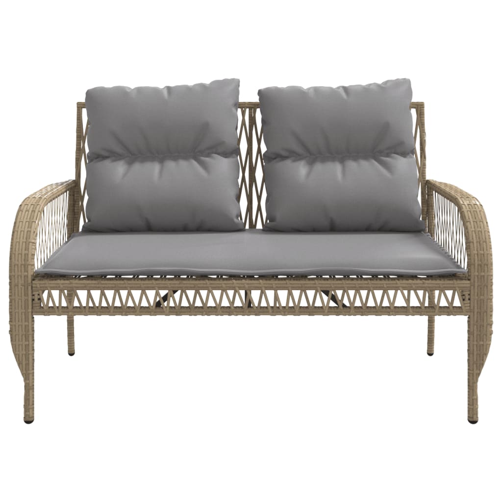 4-delige Loungeset met kussens poly rattan beige – afbeelding 7