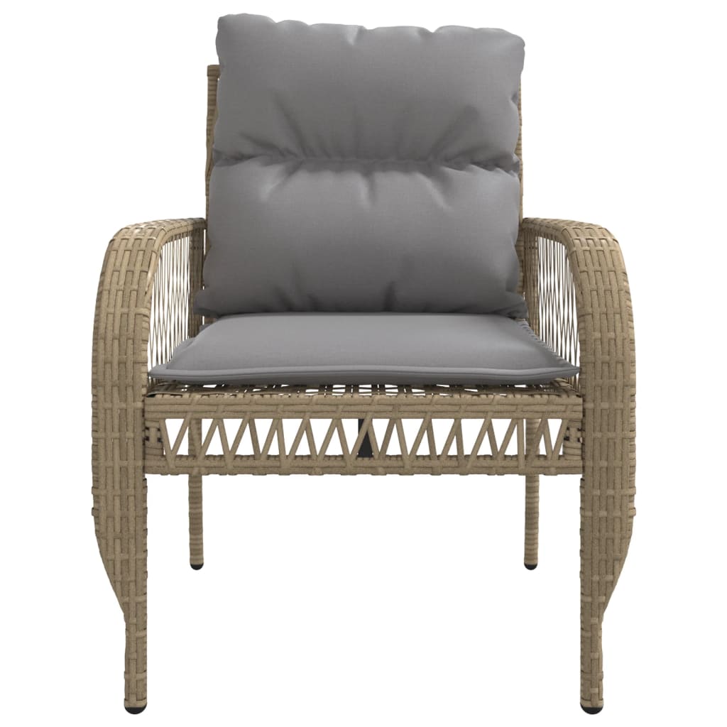 4-delige Loungeset met kussens poly rattan beige – afbeelding 8