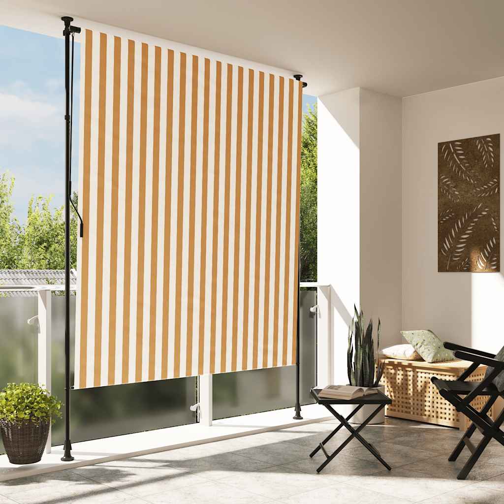 Rolgordijn voor buiten 200x270 cm stof en staal oranje en wit