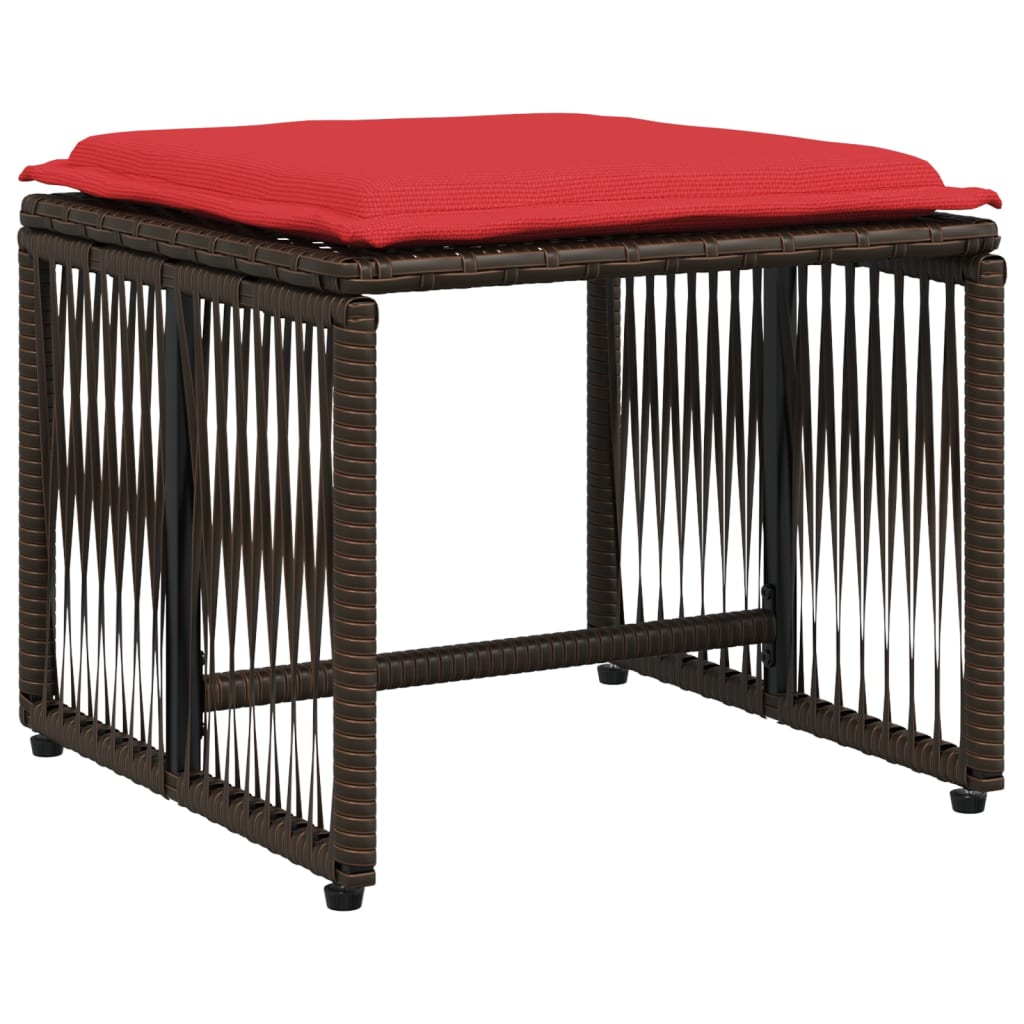 7-delige tuineetset met kussens bruin poly rattan – afbeelding 4