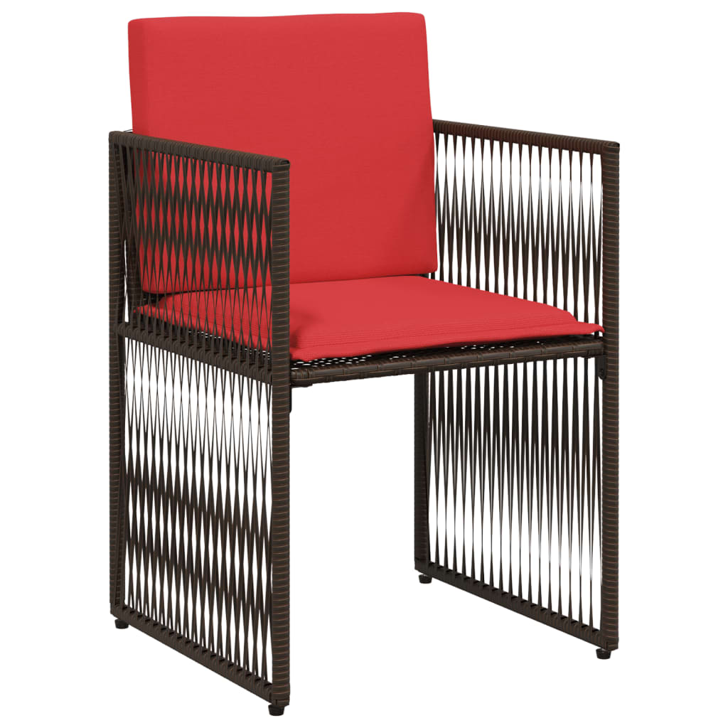 7-delige tuineetset met kussens bruin poly rattan – afbeelding 5