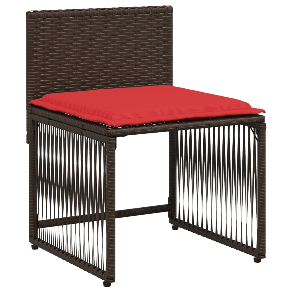 7-delige tuineetset met kussens bruin poly rattan – afbeelding 6